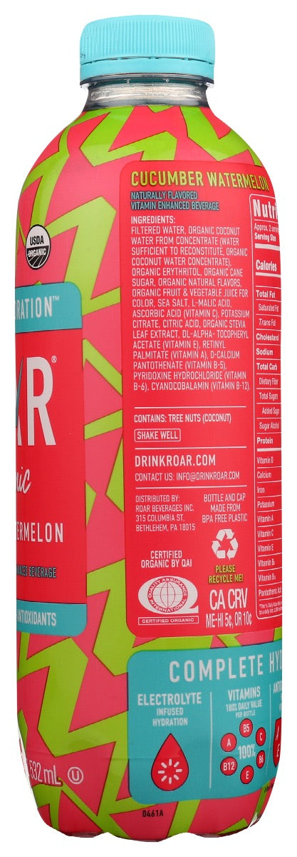 Roar Water Organic Cucumber Watermelon Hydration -18 fl. oz.