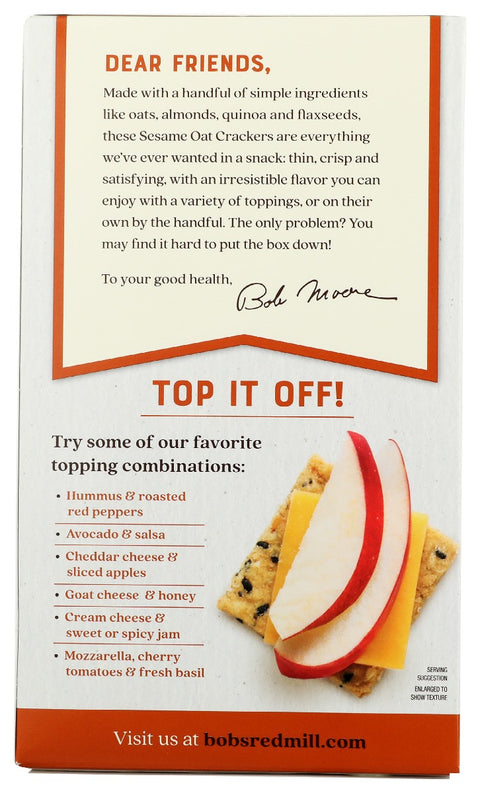 Bob's Red Mill Oat Crackers Sesame Flaxseed & Poppy Seeds - 4.25 oz.