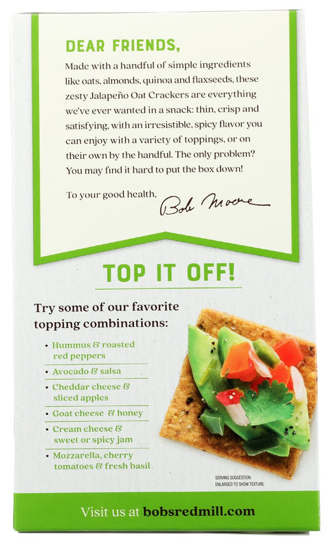 Bob's Red Mill Oat Crackers Jalapeno - 4.25 oz.