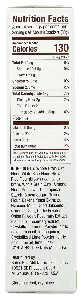 Bob's Red Mill Oat Crackers Jalapeno - 4.25 oz.