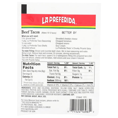 La Preferida Taco Seasoning - 1.25 oz