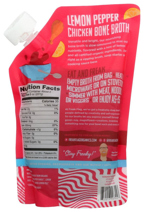 Freak Flag Organics Lemon Pepper Chicken Bone Broth - 16 oz.