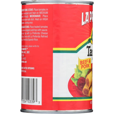 La Preferida Beef And Pork Tamales With Sauce - 15 oz