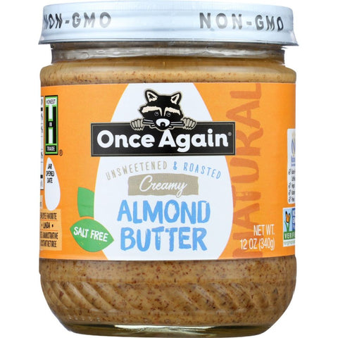 Once Again Almond Butter Natural Creamy Unsweetened & Roasted - 12 oz | peanut butter once again | once again almond butter | once again creamy peanut butter | Pantryway