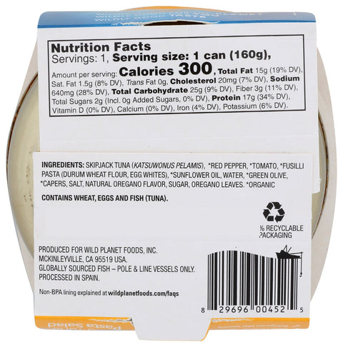 Wild Planet Tuna Salad Ready To Eat Pasta - 5.6 oz.