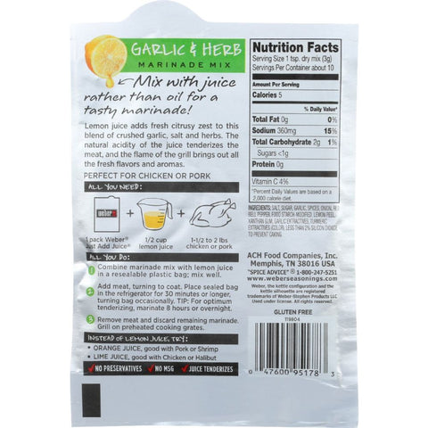 Weber Garlic Herb Marinade Mix - 1.12 oz