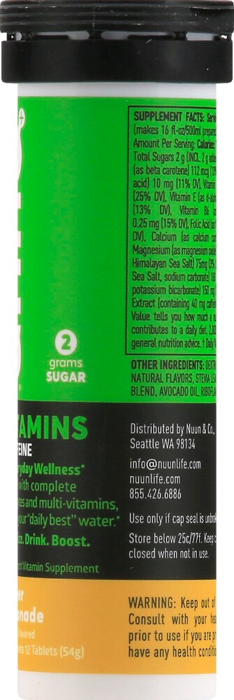 Nuun Hydration Vitamins + Caffeine Ginger Lemonade - 12 ct