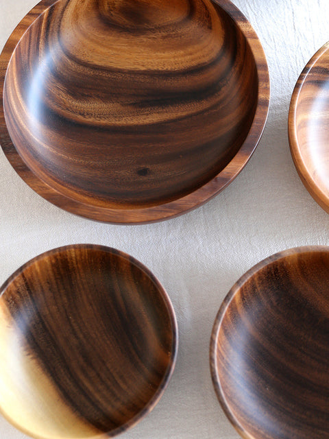 5 Piece Round Wooden Bowl Set