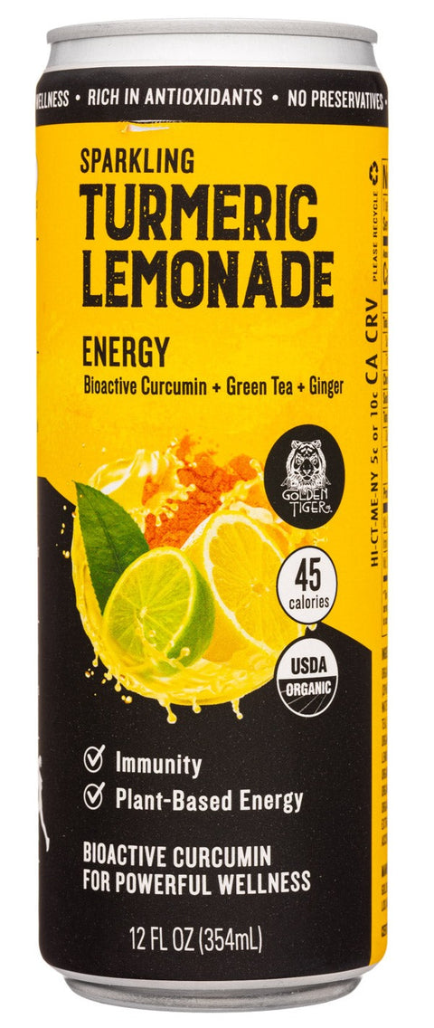 Golden Tiger Turmeric Lemonade Sparkling Energy - 12 fl oz | golden tiger lemonade | Pantryway