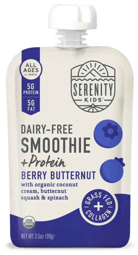 Serenity Kids Smoothie And Protein Berry Butternut Diary Free - 3.5 oz | serenity kids | serenity kids baby food | serenity baby food | serenity pouches | serenity foods | serenity food pouches | Pantryway