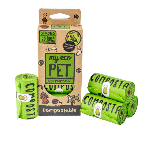 Myecopet Compostable Dog Waste Bags - 4 Rolls | Pantryway