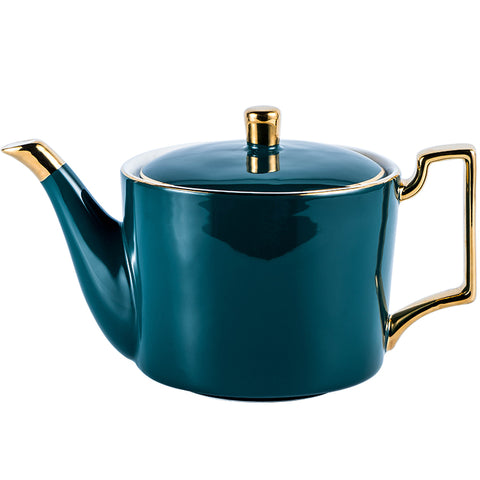 Turquoise and Gold Ceramic Tea Kettle