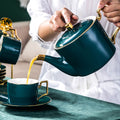 Turquoise and Gold Ceramic Tea Kettle | Pantryway