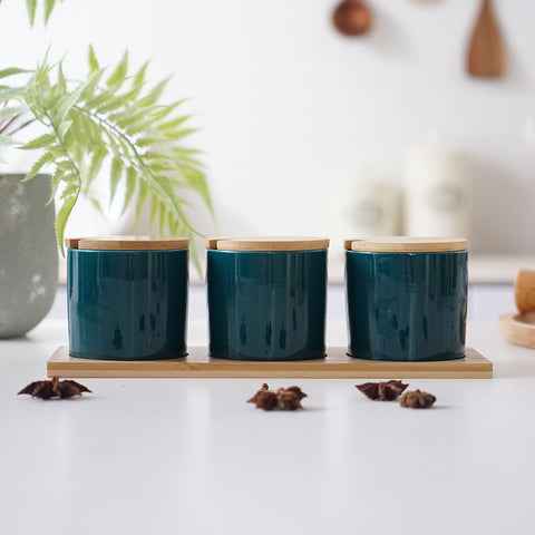 Three Japanese Style Ceramic Seasoning Jars