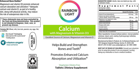Rainbow Light Food-Based Calcium with Magnesium And Vitamin D3 - 90 ct