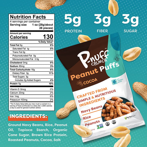 P-nuff Crunch Baked Peanut Puffs Cocoa - 4 oz