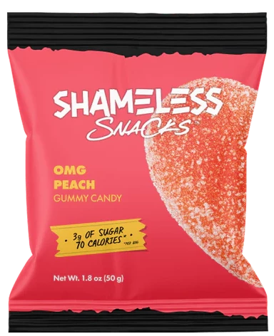 Shameless Snacks OMG Sour Peach Gummy Candy - 1.8 oz | Pantryway