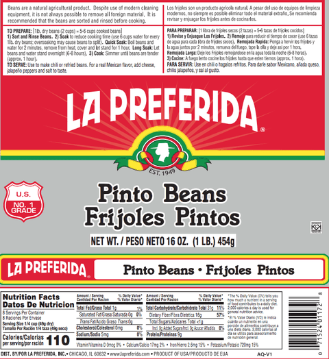 La Preferida Pinto Beans Frijoles Pintos - 16 oz