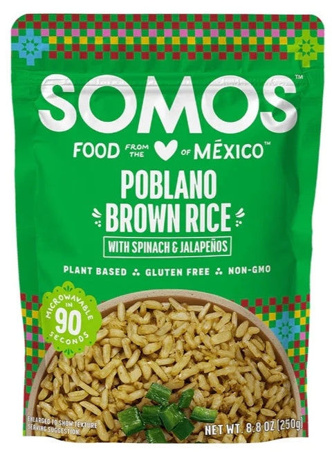 Somos Poblano Brown Rice With Spinach And Jalapenos - 8.8 oz | somos rice | Somos Foods | Pantryway 