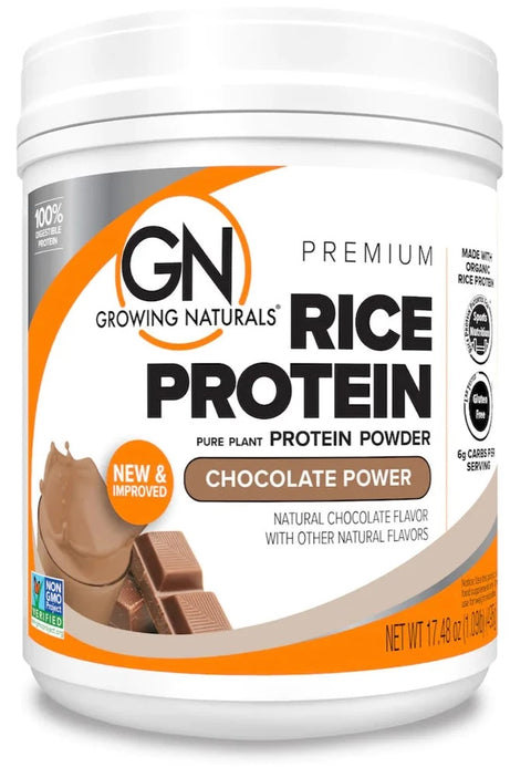 Growing Naturals Organic Brown Rice Protein Chocolate Power - 16.8 oz | Pantryway