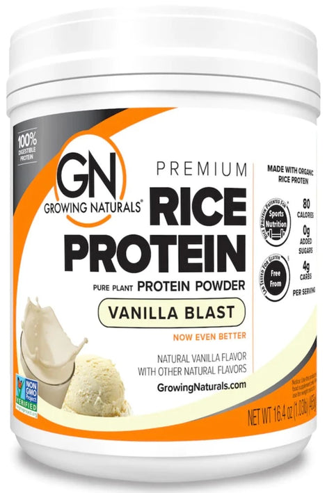 Growing Naturals Organic Brown Rice Protein Vanilla Blast - 16.4 oz | Pantryway