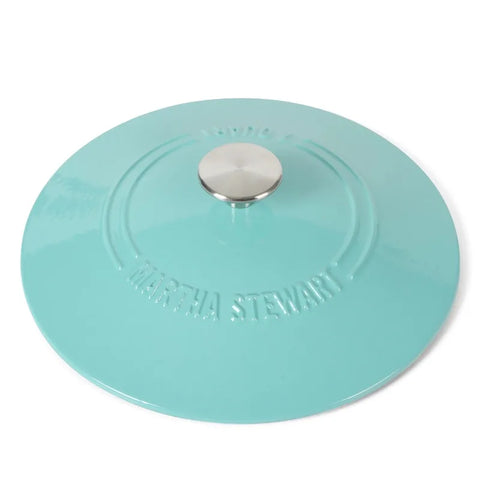 Martha Stewart 7 qt Enamel Cast Iron Dutch Oven Teal