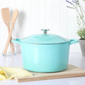 Martha Stewart 7 qt Enamel Cast Iron Dutch Oven Teal