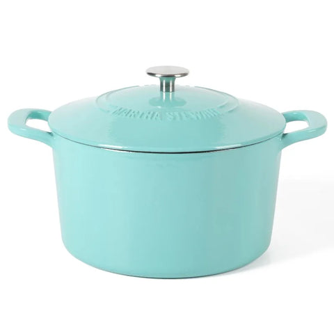 Martha Stewart 7 qt Enamel Cast Iron Dutch Oven Teal