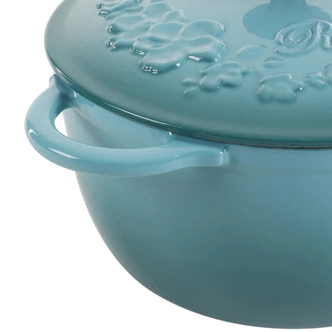 The Pioneer Woman 6-Qt Nonstick Enamled Cast Iron Dutch Oven with Self Lid Cast Turquoise