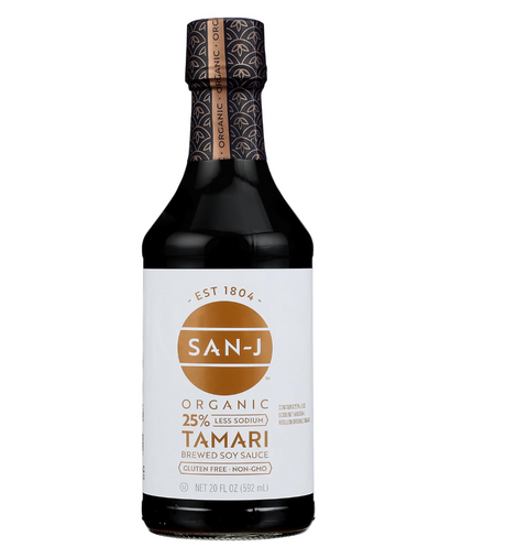 San J Organic Tamari Soy Sauce Gluten Free 25% Less Sodium - 20 oz | tamari sauce soy sauce | Tamari Soy | Soy Tamari Sauce | Gluten Free Tamari | Pantryway