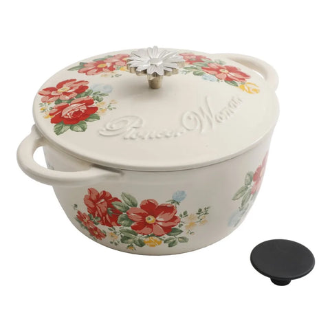 The Pioneer Woman Timeless Beauty Vintage Floral Enameled Cast Iron 3-Quart w/Lid