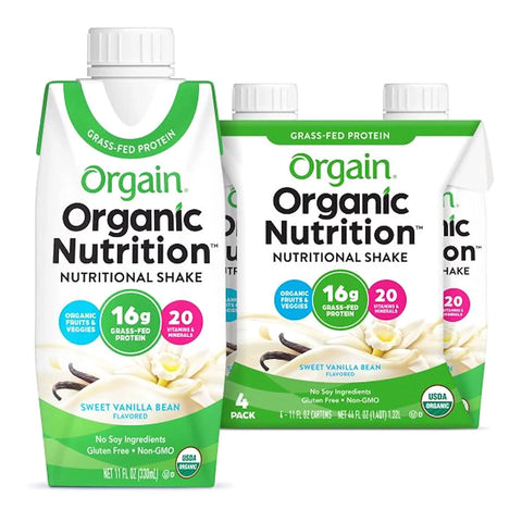 Orgain Organic Nutrition Complete Protein Shake Sweet Vanilla Bean - 4 pk