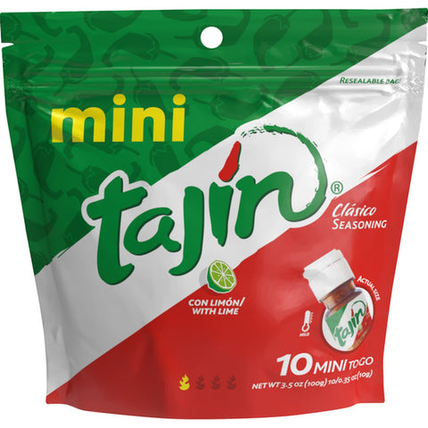 Tajin Mini Seasoning Clasico Chile Lime - 10 Pc/3.5 oz | tajin mini | tajin seasoning mini | tajin minis to go | mini tajin seasoning | mini tajin | Tajin to go | Pantryway
