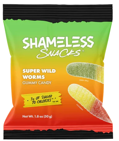 Shameless Snacks Super Wild Worms Gummy Candy - 1.8 oz | Pantryway