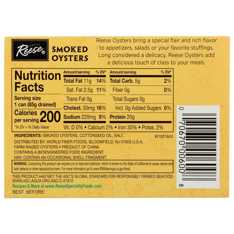Reese Smoked Oyster Medium - 3.7 Oz