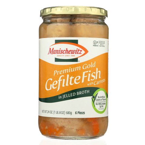 Manischewitz Premium Gold Gefilte Fish with Carrots in Jelled Broth - 24 Oz | Pantryway