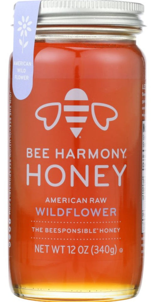 Bee Harmony Honey American Raw Wildflower - 12 oz | beesponsible honey | Pantryway