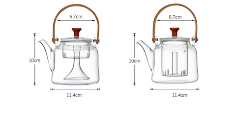 Japanese Style Bamboo Handle Glass Teapot Kettle