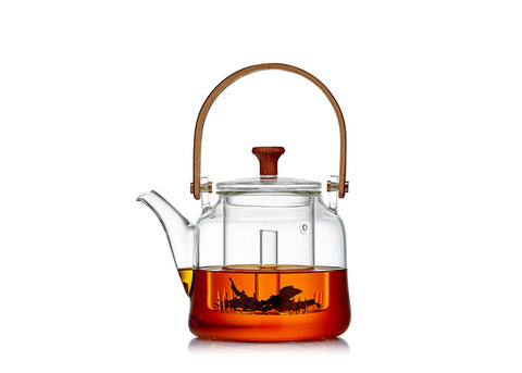 Japanese Style Bamboo Handle Glass Teapot Kettle