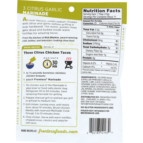 Frontera 3 Citrus Garlic Marinade with Fresh Cilantro - 6 oz