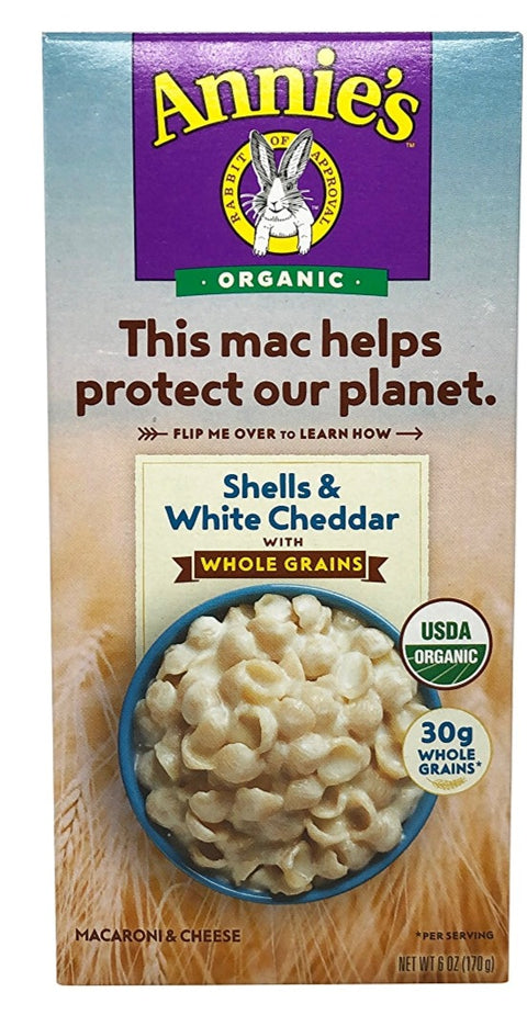 Annie's Homegrown Organic Whole Wheat Shells and White Cheddar - 6 Oz | Pantryway