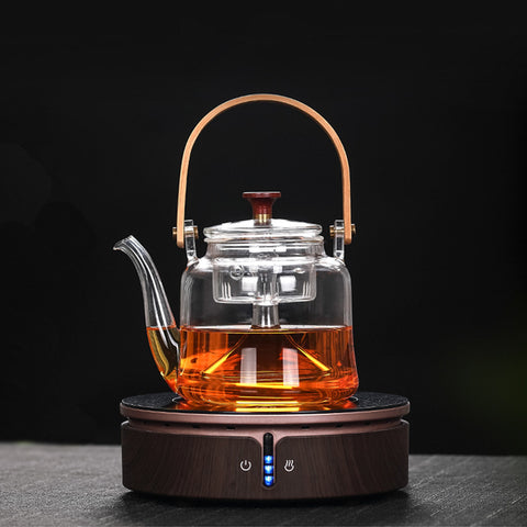 Japanese Style Bamboo Handle Glass Teapot Kettle