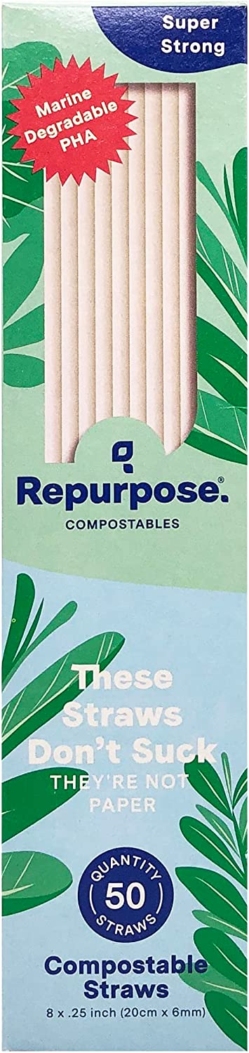 Repurpose 100% Compostable Plant-Based Straws - 50ct