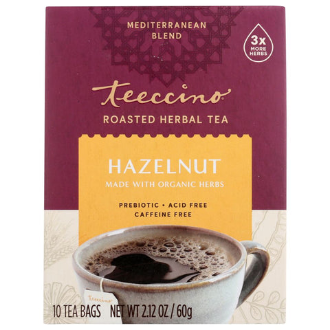 Teeccino Tea Chicory Medium Roast Caffeine Free Roasted Herbal Tea Hazelnut - 10 Tea Bags | Pantryway