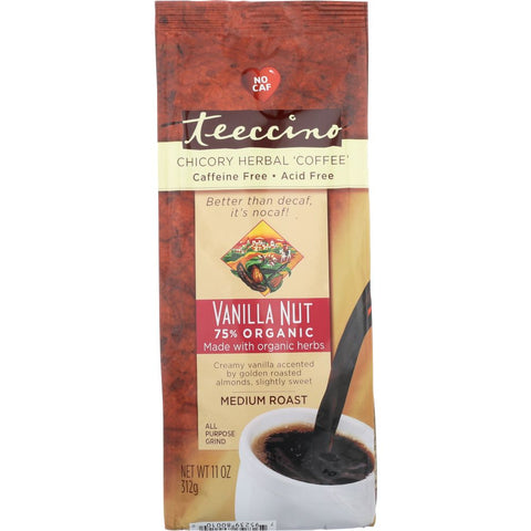 Teeccino Coffee Alternative Chicory Herbal Medium Roast Caffeine Free Vanilla Nut - 11 oz | Coffee Substitute | Pantryway