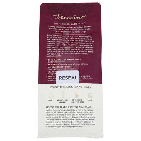Teeccino Chicory Herbal Coffee Medium Roast Caffeine Free Hazelnut - 11 oz