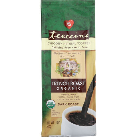 Teeccino Chicory Herbal Coffee Alternative French Roast Caffeine Free - 11 oz | Coffee Alternative | Pantryway