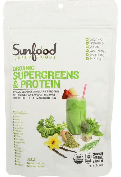Sunfood Superfoods Organic Supergreens And Protein - 8 oz | Pantryway