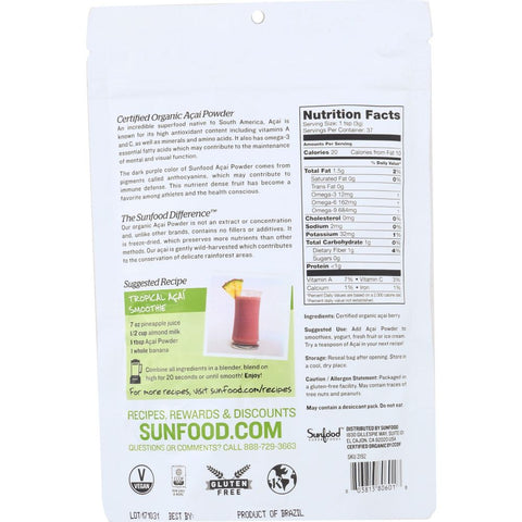 Sunfood Superfoods Organic Acai Powder - 4 oz
