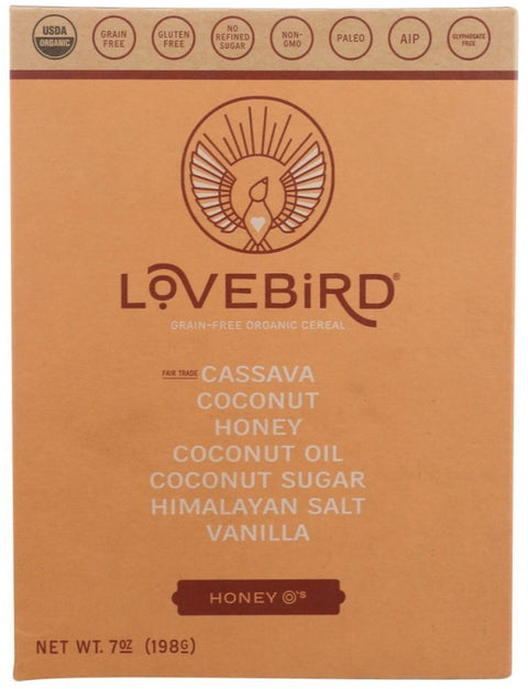 Lovebird Cereal Grain Free Honey O's - 7 oz | lovebird cereal | lovebird cereal where to buy | eat lovebird cereal | lovebird grain free cereal | lovebird honey cereal | Lovebird | Pantryway